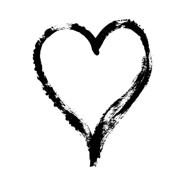 Pędzel ręcznie rysowane serce element projektu. Ilustracja wektora walentynek. Symbol miłości dla Walentynki, sztandar. Konsystencja stresu. Izolacja na białym tle — Wektor stockowy