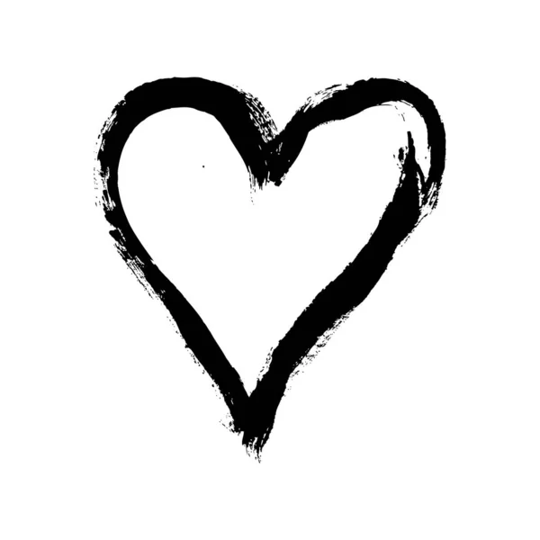 Pincel dibujado a mano elemento de diseño del corazón. Ilustración del vector del Día de San Valentín. Símbolo de amor para la tarjeta de San Valentín, bandera. Textura de angustia. Aislado sobre fondo blanco — Archivo Imágenes Vectoriales