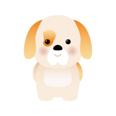 Beyaz arka planda izole edilmiş komik şirin köpek çizgi filmi. Yavru köpek.