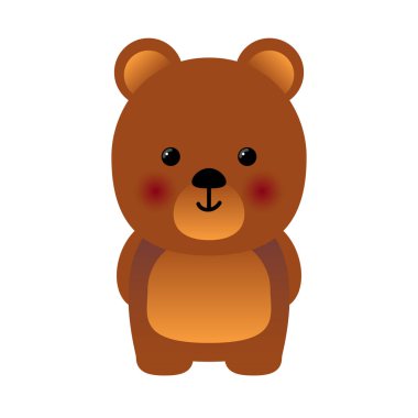 Beyaz arka planda izole edilmiş komik sevimli ayı çizgi filmi.