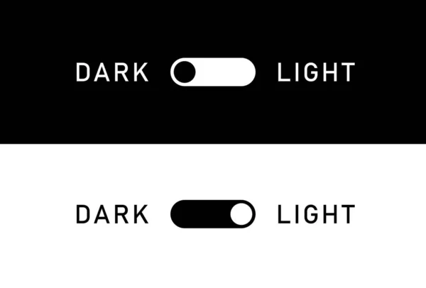 Interruptor de encendido y apagado. Concepto de dos contrastes opuestos: oscuro y claro. Diseño vectorial. Dos opciones para elegir. Se puede utilizar para cambiar la luz y el tema oscuro o fondo — Vector de stock