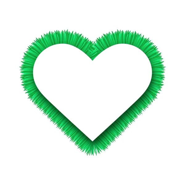 Zelená tráva srdce tvar rám vektor ilustrace — Stockový vektor