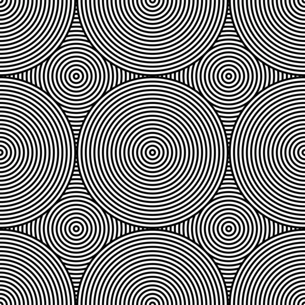 Naadloze zwart-wit patroon met abstracte cirkel decoratief element vector achtergrond. Perfect voor achtergronden, opvulpatronen, web-pagina-achtergronden, oppervlakte texturen, textiel — Stockvector