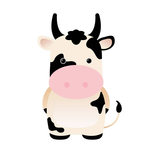 Dibujos animados divertida vaca linda aislada sobre fondo blanco. Se puede utilizar para la impresión de la camiseta, los niños usan diseño de moda, tarjeta de invitación de la ducha del bebé — Archivo Imágenes Vectoriales