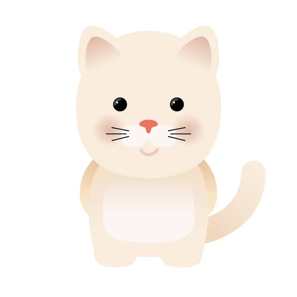 Cartone animato divertente carino gatto bianco isolato su sfondo bianco — Vettoriale Stock
