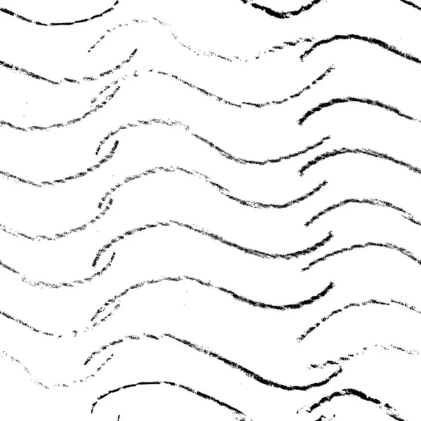 Çapraz dalgalı çizgileri olan kusursuz bir desen. Vektör çizimi. Siyah ve beyaz dalga ile arka plan tekrarlanıyor. Modaya uygun tek renkli baskı. Siyah dalgalı çizgiler. El çizimi monokrom arka plan. İşlem sanatı — Stok Vektör