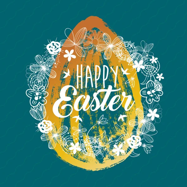Feliz Pascua. Huevo dorado. Celebración. Ilustración vectorial. Feliz Pascua composición de vacaciones con huevo de Pascua — Archivo Imágenes Vectoriales