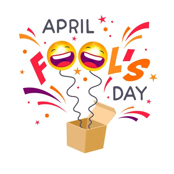 Apríl Bláznů Šťastná Tvář Emojis Dubna Blázni Den Vektorová Ilustrace — Stockový vektor