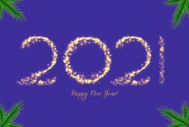 Mutlu yıllar 2021. Vektör tatil illüstrasyonu. Bayramlık olay afişi