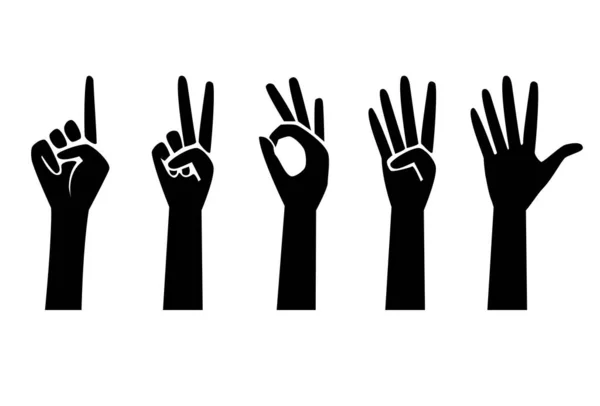 Σύνολο Του Αριθμού Χέρι Σημάδι Απομονώνονται Λευκό Φόντο Ένα Έως — Διανυσματικό Αρχείο