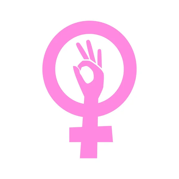 Mano Femenina Con Símbolo Garabato Positivo Ilustración Vectorial Dibujado Mano — Vector de stock