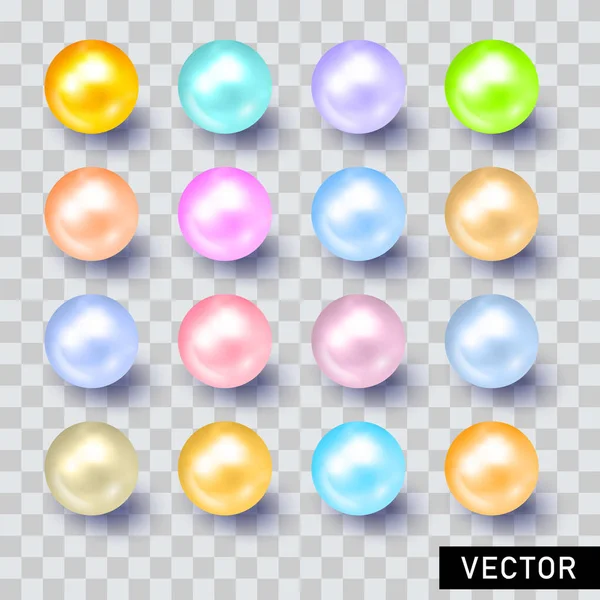 Perlas Conjunto Tiene Forma Geométrica Tridimensional Aislada Sobre Fondo Blanco — Vector de stock