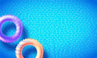 Yaz tasarımı, havuz geçmişi, yüzme. Kupon, Fiş, Banner, Flyer, Promosyon için vektör tatil illüstrasyonu