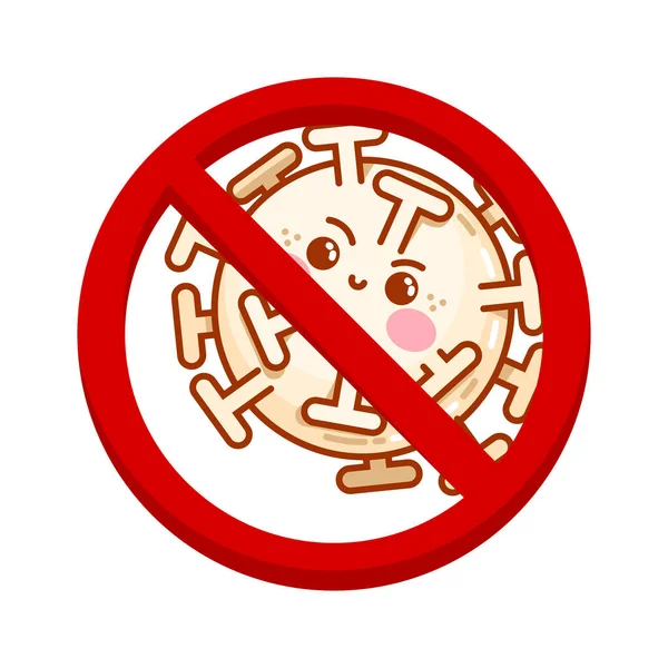 Coronavirus Icon Red Prohibit Sign 2019 Ncov Novel Coronavirus Bacteria — стоковий вектор