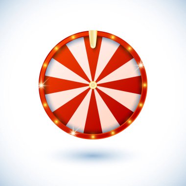Beyaz arka planda izole edilmiş gerçekçi çarkıfelek. Kumar ruleti ve talih çarkı konsepti, kumarhane ödülü ve şans.