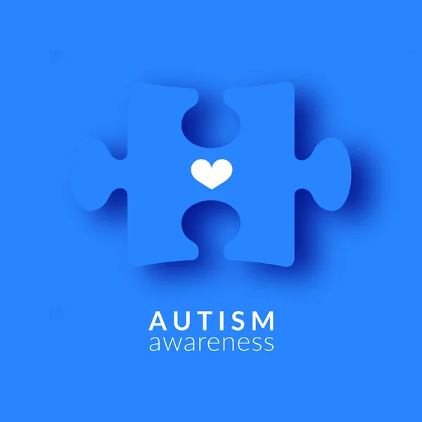 Modrá Skládačka Míru Srdcem Symbol Autismu Světový Den Autismu Vektorový — Stockový vektor