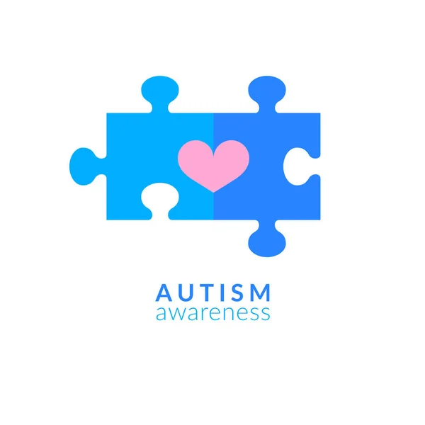 Blue Puzzle Peace Heart Autism Awareness Symbol World Autism Awareness — Stock Vector