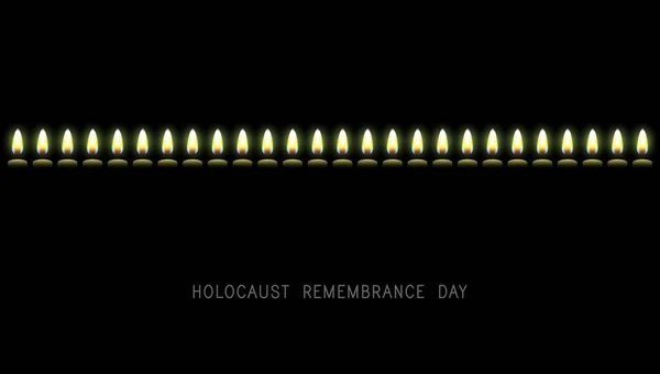 Queimar Velas Fundo Preto Dia Memória Holocausto Heroísmo Judaico — Vetor de Stock
