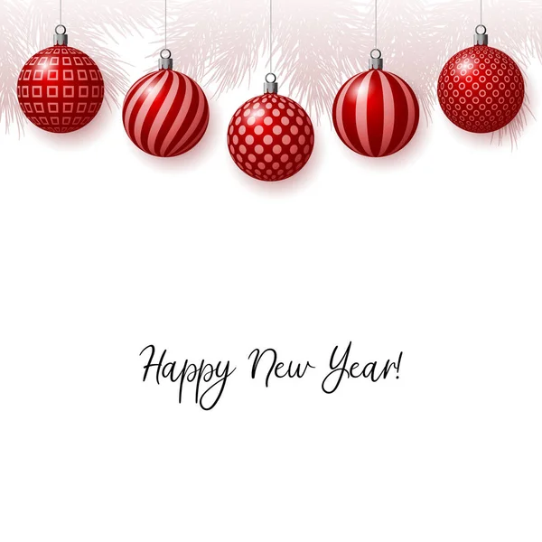 2021 Felice Anno Nuovo Palle Natale Design Rosso Festeggiamenti Collezione — Vettoriale Stock