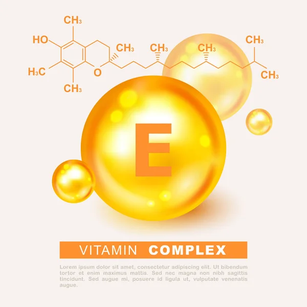 Vitamin Gold Shining Pill Capsule Icon Nutrition Sign Vector Concept — Stock Vector