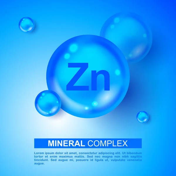 Symbol Für Mineralblau Glänzende Pille Zink Vector Mineral Blue Pill — Stockvektor