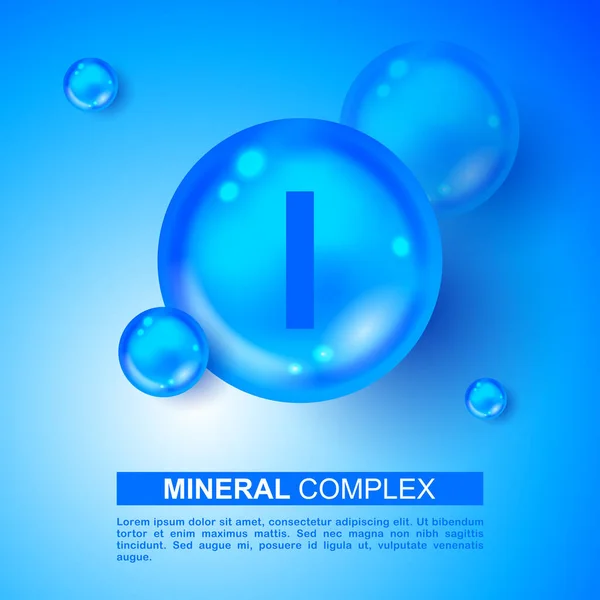 Symbol Für Mineralblau Glänzende Pille Ich Jod Vektor Mineral Blue — Stockvektor
