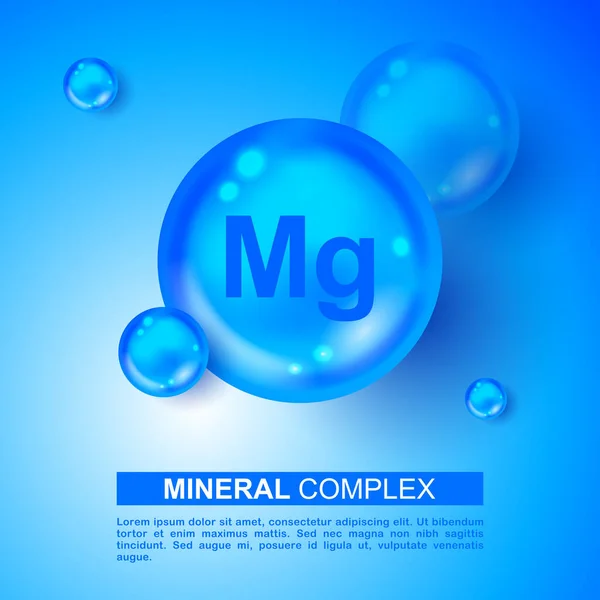Mineral Magnesium Blau Glänzende Pille Kapsel Symbol Mineral Magnesium Zeichen — Stockvektor