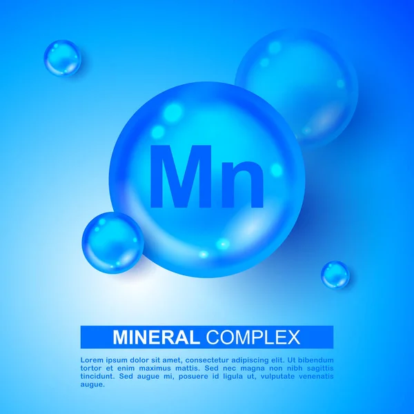 Symbol Für Mineralblau Glänzende Pille Mangan Vektor Mineral Blue Pill — Stockvektor