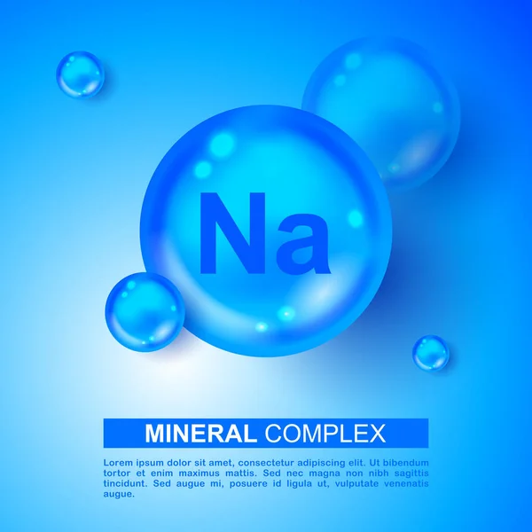 Mineral Natrium Blau Glänzende Pille Kapsel Symbol Glänzende Cyan Substanz — Stockvektor