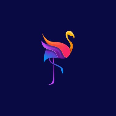 Modern tasarımlı flamingo logosu. Simge flamingo vektör çizimi