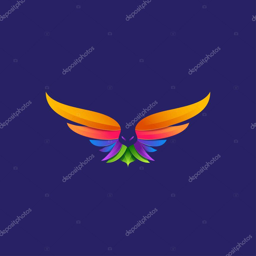 Bird logo colorful with illustration