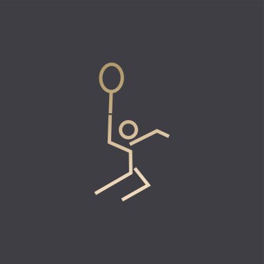 Premium Badminton Spor Logosu Tasarımı. Simge Badminton Çizim Vektörü