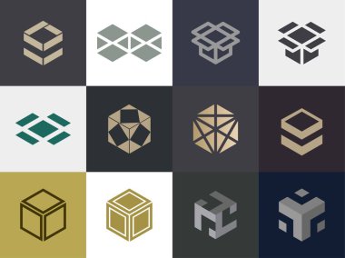 Premium logo dizaynı. Soyut kutu simgesi vektör illüstrasyonu