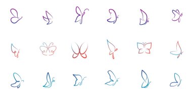 Modern konseptli Kelebek Logosu Tasarımı. Simge kelebek vektör şablonu