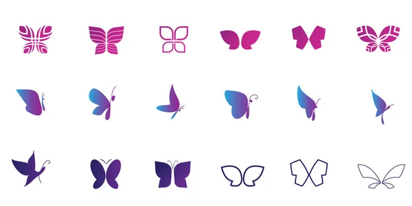 Zestaw Butterfly Logo Design Nowoczesną Koncepcją Wzór Wektora Ikony Motyla — Wektor stockowy