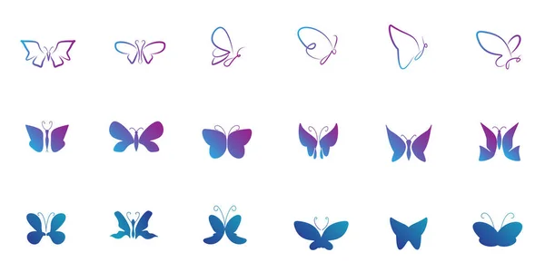 Zestaw Butterfly Logo Design Nowoczesną Koncepcją Wzór Wektora Ikony Motyla — Wektor stockowy
