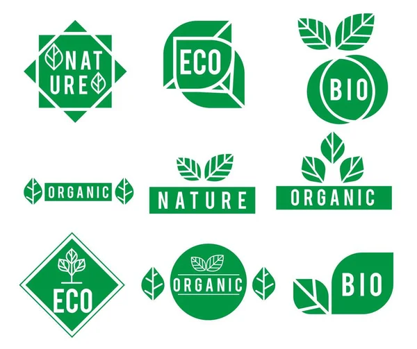 Set Van Green Nature Product Biologisch Voedsel Natuurlijke Product Pictogrammen Rechtenvrije Stockillustraties
