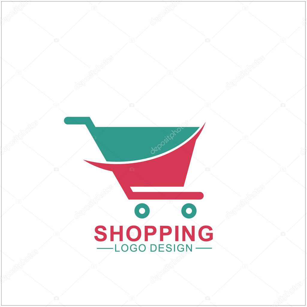 Shopping Logo Illustration Design. Online Shop Logo Design Template