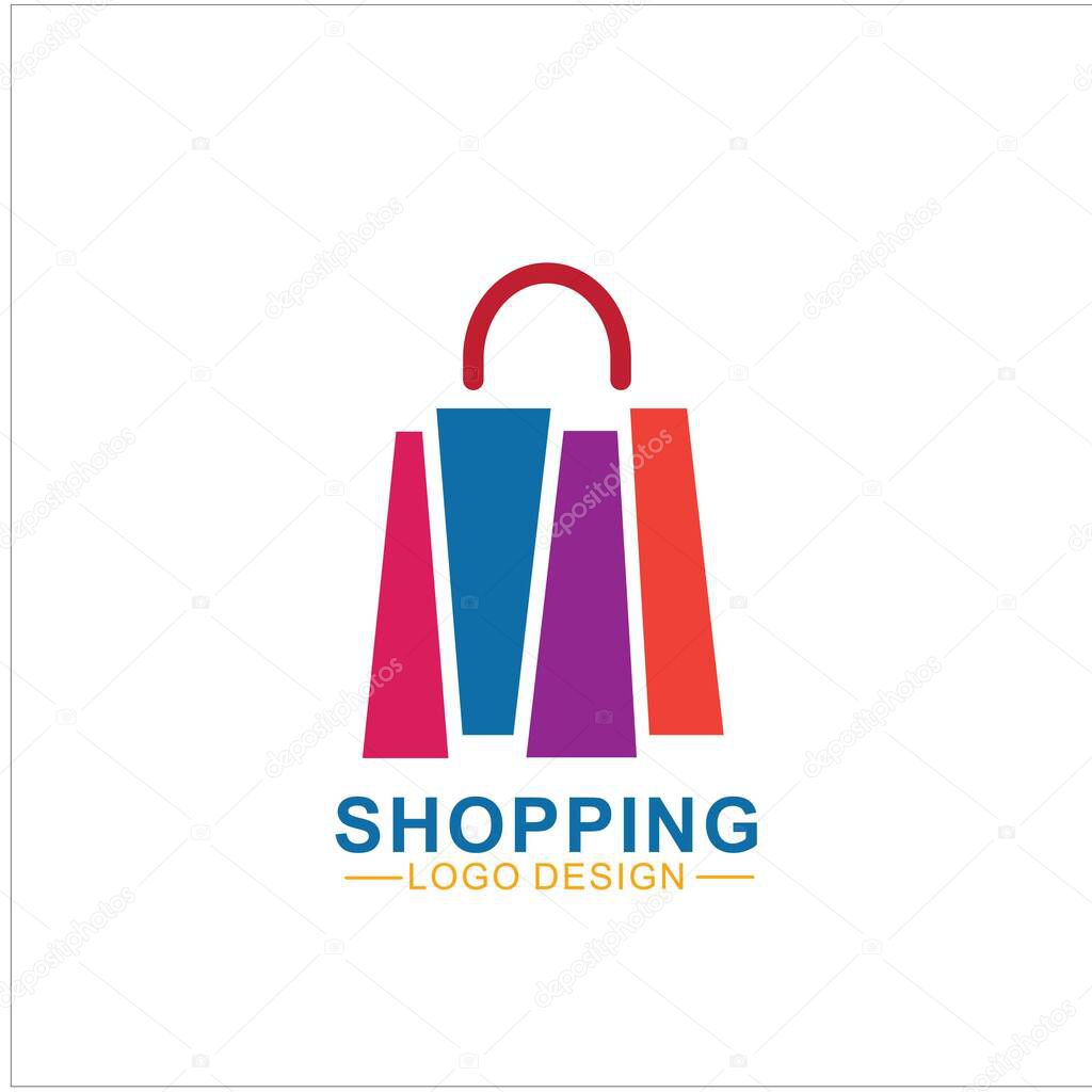 Shopping Logo Illustration Design. Online Shop Logo Design Template