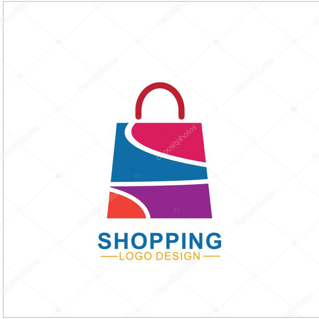 Shopping Logo Illustration Design. Online Shop Logo Design Template