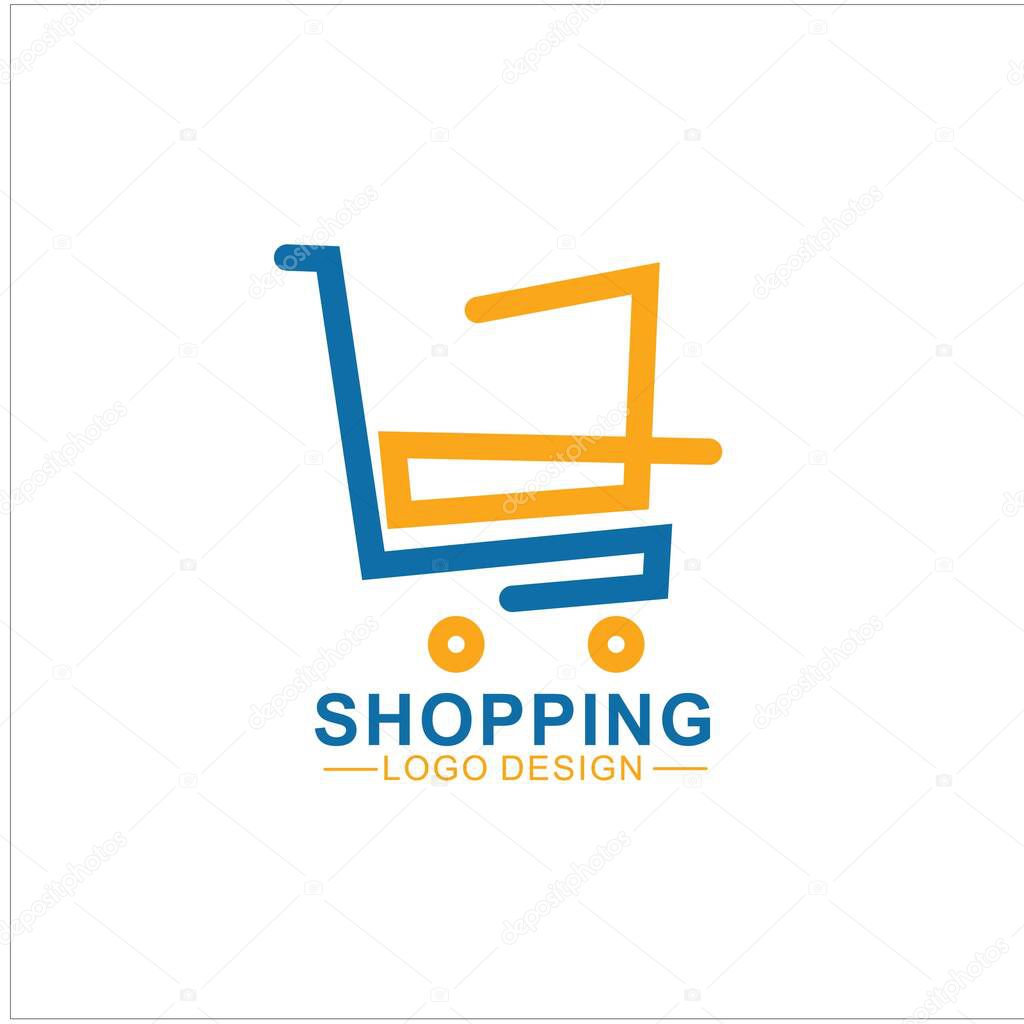 Shopping Logo Illustration Design. Online Shop Logo Design Template