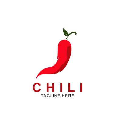 Chili logo tasarımı ve modern konsept. Vektör ikonu biberi. Sıcak tasarım illüstrasyonu