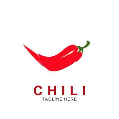Chili logo tasarımı ve modern konsept. Vektör ikonu biberi. Sıcak tasarım illüstrasyonu