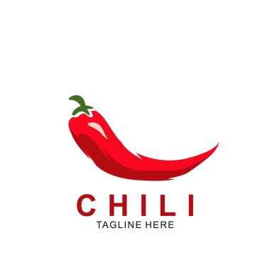 Chili logo tasarımı ve modern konsept. Vektör ikonu biberi. Sıcak tasarım illüstrasyonu