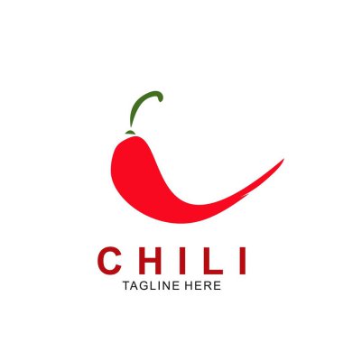 Chili logo tasarımı ve modern konsept. Vektör ikonu biberi. Sıcak tasarım illüstrasyonu