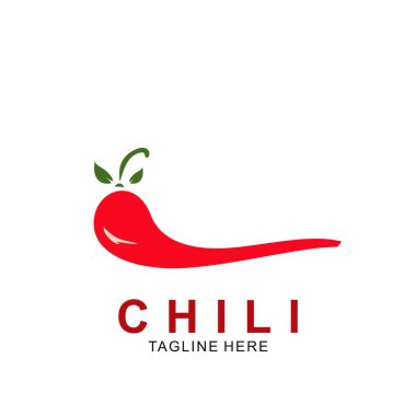 Chili logo tasarımı ve modern konsept. Vektör ikonu biberi. Sıcak tasarım illüstrasyonu