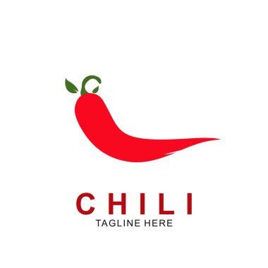 Chili logo tasarımı ve modern konsept. Vektör ikonu biberi. Sıcak tasarım illüstrasyonu