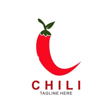 Chili logo tasarımı ve modern konsept. Vektör ikonu biberi. Sıcak tasarım illüstrasyonu