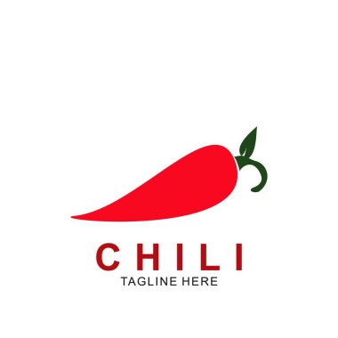 Chili logo tasarımı ve modern konsept. Vektör ikonu biberi. Sıcak tasarım illüstrasyonu