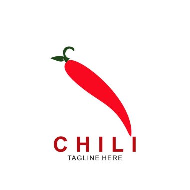 Chili logo tasarımı ve modern konsept. Vektör ikonu biberi. Sıcak tasarım illüstrasyonu